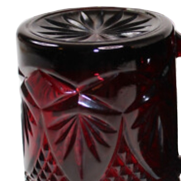 1 Mug Vintage French Faceted Glass Antique Ruby Red Cafe Cup France Cafecore - Picture 5 of 11